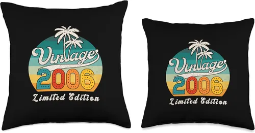 Vista 3 de Vintage 2006 Birthday Gift for Men Women 20 Years Retro Palm Throw Pillow