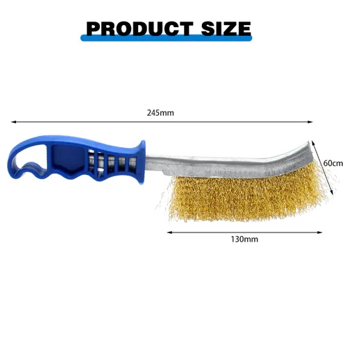 Vista 2 de Cepillos de alambre para limpiar el óxido, herramienta de latón resistente de 11 pulgadas de largo con mango de plástico, para automóviles