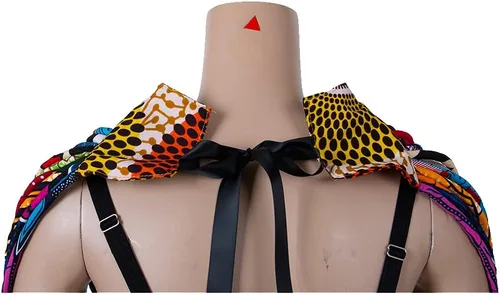 Vista 4 de BAZINRICHE Collares hechos a mano para mujer Ankara Kente collar largo de cera africana