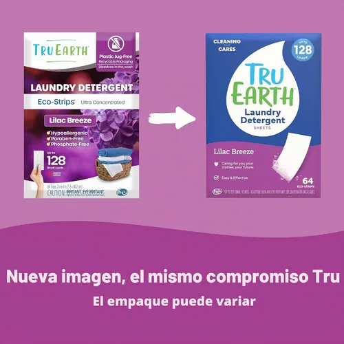 Vista 2 de Tru Earth Detergente seco para ropa, Lilac Breeze, 128 cargas Up to 128 Loads, Eco-Friendly, Ultra-Concentrated Laundry Detergent, Gently Removes