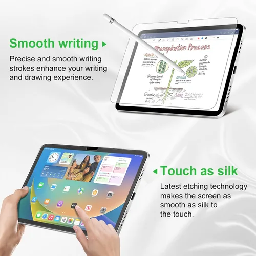 Vista 3 de Bioton - Protector de pantalla para iPad A16 de 11ª/10ª generación (2025/2022) Nano-Texture Glass, Auto Alignment Kit, Tempered Glass, Touch like
