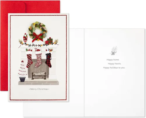 Vista 4 de Hallmark - Tarjetas de Navidad hechas a mano en caja (12 tarjetas con sobres) Chimenea, Hogar Feliz