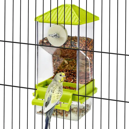Vista 10 de Rypet Juego de dispensador de agua para pájaros sin ensuciar, alimentador automático para pájaros para jaula, contenedor de alimentos transparente