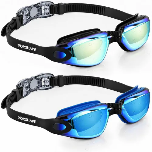 Vista 8 de Gafas de natación: paquete de 2 gafas de natación antivaho, sin fugas, protección UV, para adultos, hombres, mujeres, jóvenes
