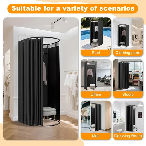 Vista 6 de AMSXNOO Vestidor de tienda de ropa, vestidor de fuerte carga con rodamiento de carga, extraíble, portátil, estable, privacidad, vestidor para Negro
