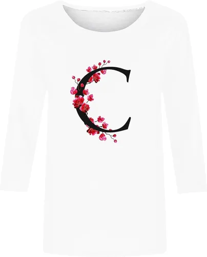 Vista 4 de Camisetas del alfabeto, camiseta de regalo con letras con monograma, camiseta con inicial para atuendo familiar a juego, blusas de manga 34