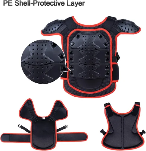 Vista 3 de Seahouse Chaleco de armadura de motocicleta para niños, protector de espalda, chaqueta blindada de carreras de calle para hombre+1 bandana al azar