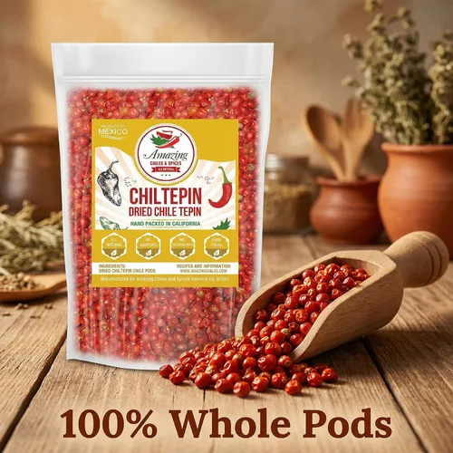 Vista 8 de Pimientos Chiltepin secos (Chile Tepin) – Bolsa de 2 onzas – Ideal para usar con mariscos, salsas, guisos, salsa, carnes. Muy caliente con un sabor