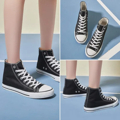 Vista 6 de yageyan Tenis de lona para mujer, con cordones, estilo casual, clásicos