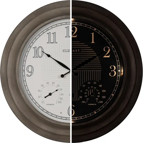 Vista 15 de CLXEAST Reloj de pared atómico iluminado/al aire libre de 14" resistente al