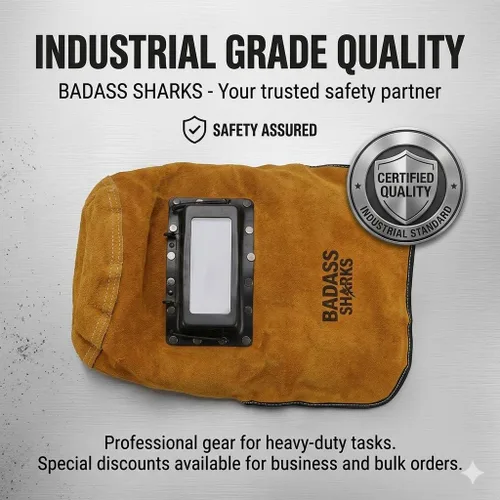 Vista 7 de Sombrero de trabajo de soldador Máscara de soldadura de piel de vaca Cascos de soldadura Casco ignífugo Casco ignífugo Protección facial Cubierta