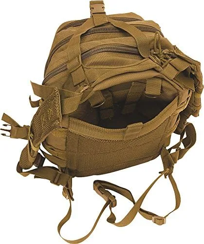 Vista 5 de Coyote Brown MOLLE Mochila de transporte militar mediana con parche Army Universe, Marrón, Militar
