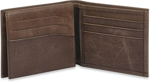 Vista 4 de Cartera de cuero con bloqueo RFID para hombre por TORO Café Oscuro Kev-darkbrown