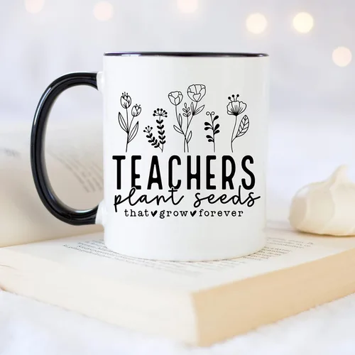 Vista 4 de YouNique Designs Teachers Plant Seeds That Grow Forever - Taza para profesores, 11 onzas, el mejor regalo para profesores, regalos de agradecimiento
