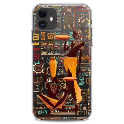 Vista 3 de Funda compatible con iPhone 14 13 Pro Max 12 Mini 11 Xs X 8 Plus Xr 7 SE 6s 5 Africano Tribal Diseño Femenino Lindo Beauty Lady Delgada Suave