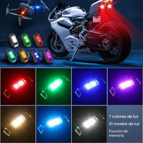 Vista 3 de QVEVDACAR - Luces estroboscópicas LED para dron, 7 colores, mini, USB recargable, iluminación anticolisión, luces traseras para aviones