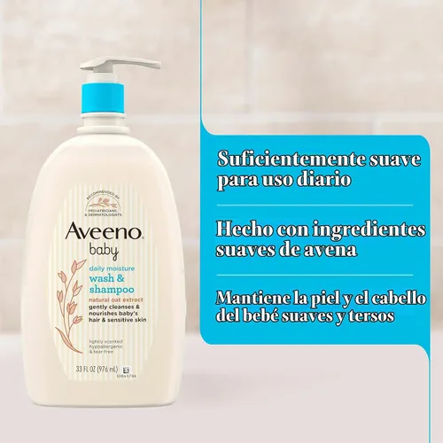 Vista 4 de Aveeno Baby Daily Moisture Body Wash & Shampoo with Oat Extract, 33 fl. oz