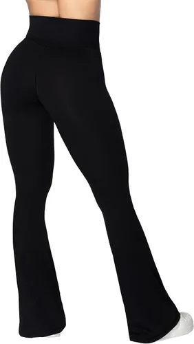 Vista 3 de Sunzel - Leggings acampanados, pantalones de yoga cruzados con control de abdomen, cintura alta y piernas anchas