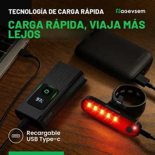 Vista 5 de Bike Lights Front and Back for Night Riding, Rechargeable Bicycle Light Set