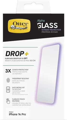 Vista 8 de OtterBox AMPLIFY - Protector de pantalla de cristal antimicrobiano con luz azul para iPhone 14 Pro (solamente), respuesta táctil impecable