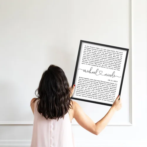 Vista 8 de Letras de canciones personalizadas para pared, regalo de boda de aniversario personalizado para parejas, póster de letras de boda, regalo de primera
