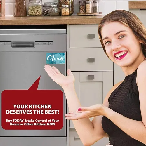 Vista 3 de Imán para lavavajillas Dirty Clean, imán para lavavajillas con texto en inglés "Clean Dirty" para lavavajillas y platos que dice limpio o sucio