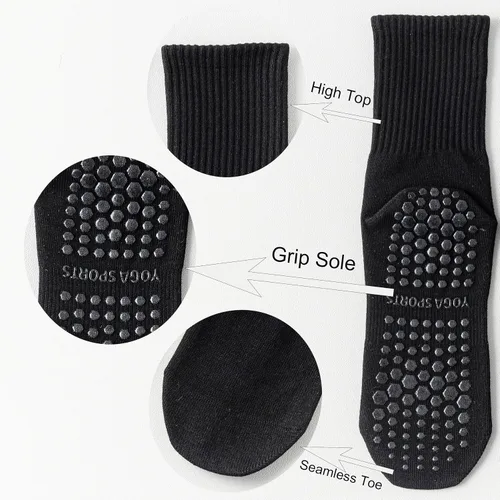 Vista 3 de YFUNNLE Calcetines antideslizantes para yoga y pilates para mujer (3 pares), calcetines antideslizantes para yoga, hospital, pilates, barre Home