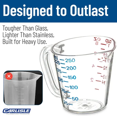 Vista 7 de Carlisle FoodService Products 4314107 Taza medidora de plástico comercial, 1 taza, transparente