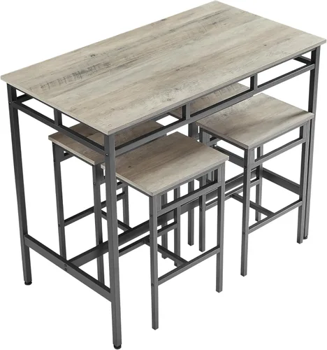 Vista 6 de Juego de comedor de 5 piezas, mesa de comedor con 4 taburetes, mesa de desayuno de cocina para el hogar, juego de mesa de bar, mesa de bar con 4