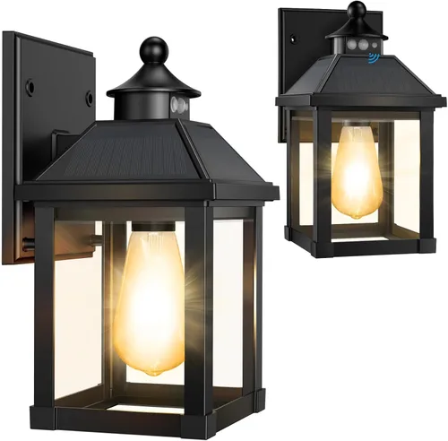 Vista 8 de Luces de Aplique Solar para Exteriores Montaje en Pared Luz Solar para Porche Exterior Impermeable con 3 Modos de Iluminación y Sensor de Movimiento