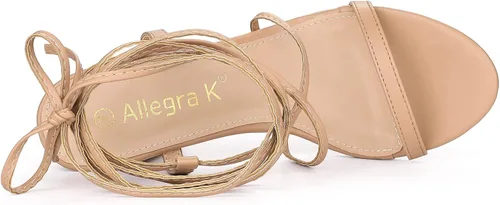 Vista 4 de Allegra K Sandalias de tacón grueso con cordones y tiras para mujer