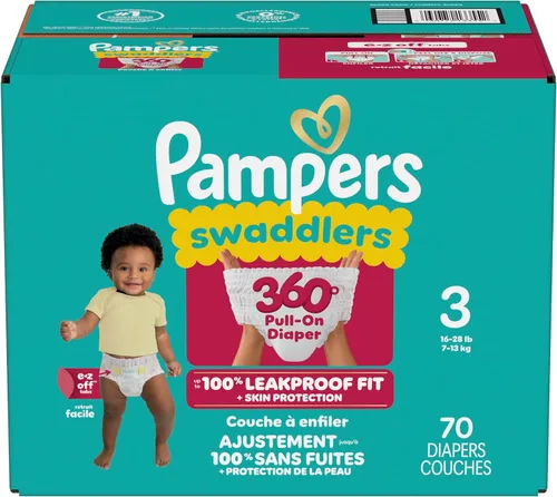 Vista 11 de Pañales Pampers - Swaddlers 360° - Talla 3, 70 unidades, hasta 100% de protección contra fugas, ajuste cómodo y seco, diseñado para cambios fáciles