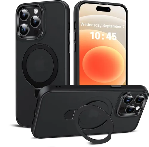 Vista 23 de LeYi Funda para iPhone 11 para MagSafe con soporte magnético, color negro