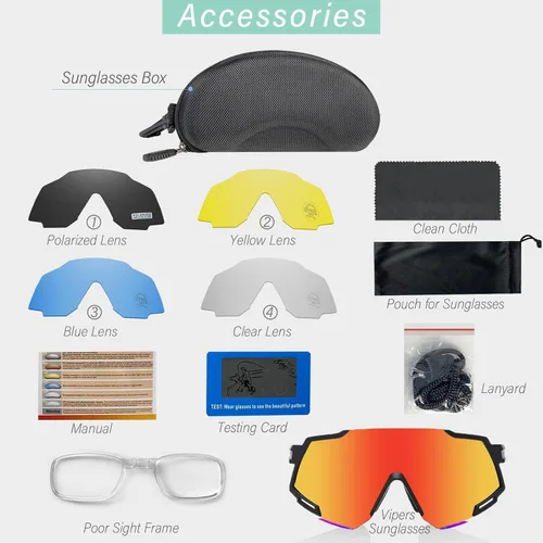 Vista 6 de Youth Viper Polarized Sunglasses for Kid Boys Girls Age 10-15 4 Interchangeable Lenses UV400 Glasses for Cycling Baseball