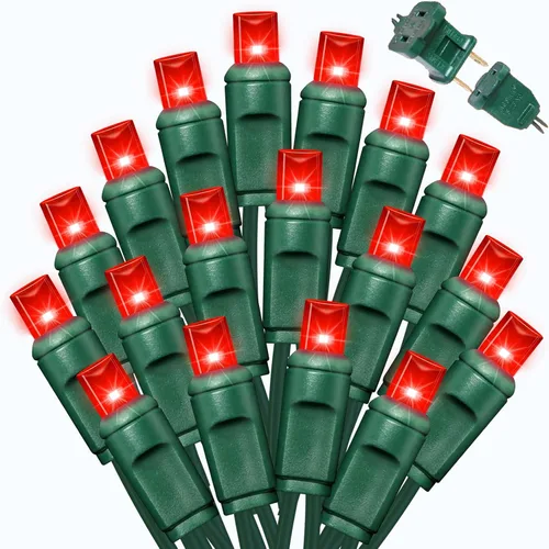 Vista 13 de LAMPHOME 100 unidades (2 paquetes de 50L) de luces de cadena, 30% de bombillas centelleantes y 70% de bombillas de luz constante, luces de Navidad