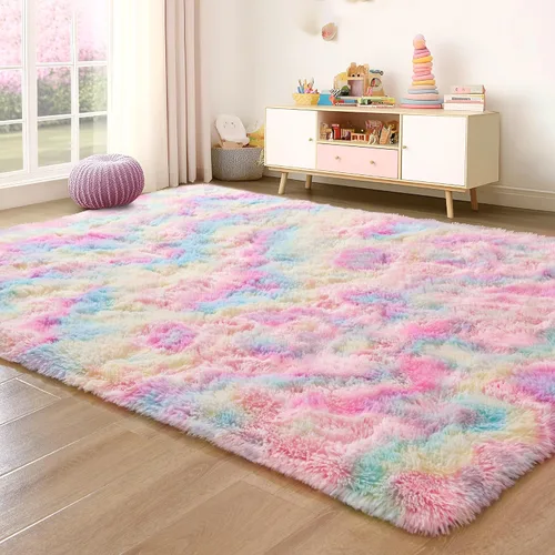 Vista 43 de Foxmas Alfombras de Área Suaves y Esponjosas para Dormitorio, Habitación de los Niños, Alfombra de Guardería de Felpa Peluda, Alfombras Peludas