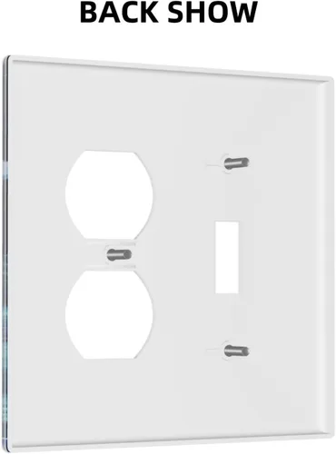 Vista 4 de Placa decorativa para interruptor de luz, medusas, tortugas marinas, fantasía, océano, 2 bandas, 1 palanca, 1 placa de pared dúplex, cubiertas