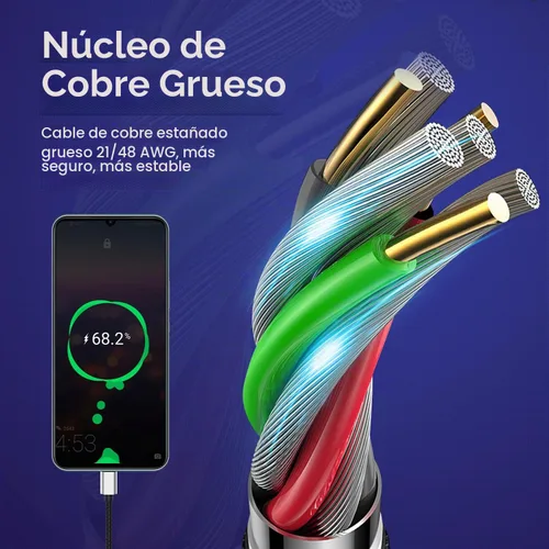 Vista 5 de Cable USB C a USB C【Paquete de 2 de 10 pies】, Cable de carga Usbc a Usbc de 60W/3A Cargador rápido, Adaptador Tipo C a USB para Samsung Galaxy Plata