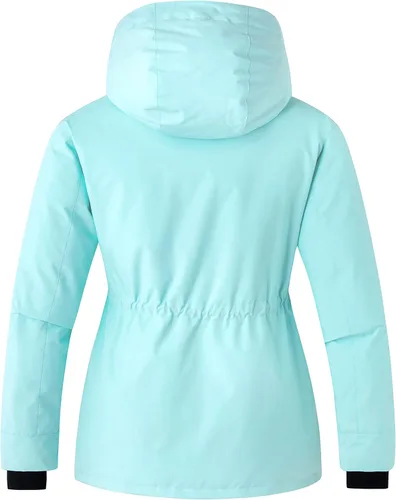 Vista 2 de Skieer Chaqueta de esquí impermeable con capucha para mujer, chaqueta de invierno cálida para la nieve