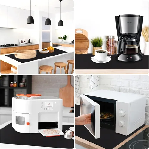 Vista 7 de Tapete de silicona extra grande, tapete de silicona para encimera de cocina, isla, mesa de comedor, protector de encimera, tapete resistente al Negro