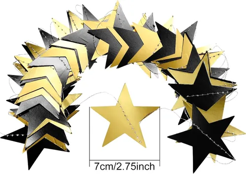 Vista 3 de Patelai Guirnalda de estrellas con purpurina 2026, decoración de graduación de 130 pies, pancarta colgante de estrella para fiesta, cumpleaños