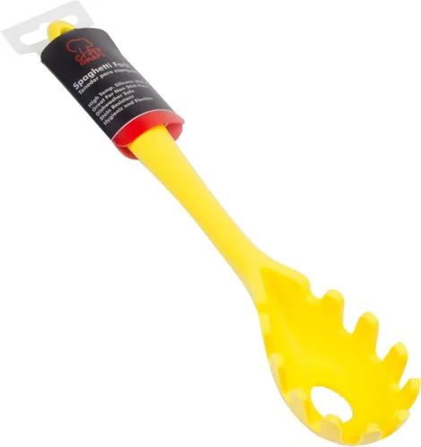 Vista 2 de Chef Craft Tenedor de silicona prémium para espaguetis y pasta, 11.5 pulgadas, color amarillo