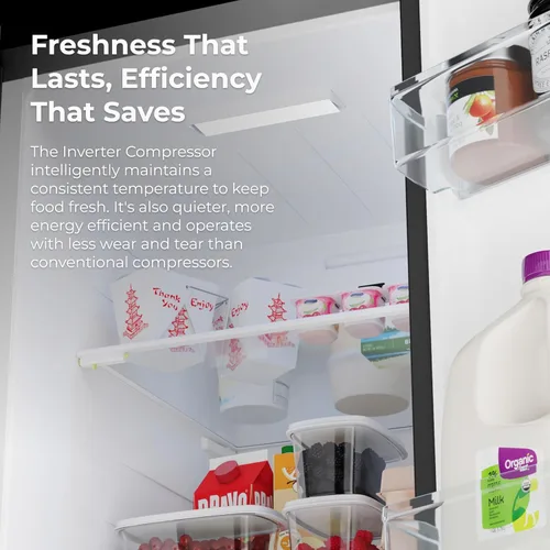 Vista 8 de Kenmore Accela Chill, refrigerador lado a lado con congelador de 36 pulgadas, dispensador de agua y hielo, estantes de vidrio ajustables