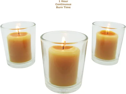 Vista 2 de Velas de cera de abejas, votivas de 10 horas (paquete de 6) 100% cera de abeja de EE. UU