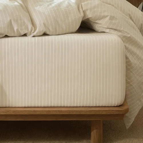 Vista 47 de MooMee Sábana bajera ajustable únicamente, 100% algodón lavado con textura tipo lino, transpirable, duradera, suave, cómoda, bolsillo profundo se