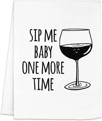 Vista 9 de Toalla de cocina divertida, Skinny People Are Easy To Kidnap Stay Safe Drink The Winee, toalla de cocina con saco de harina, dulce regalo