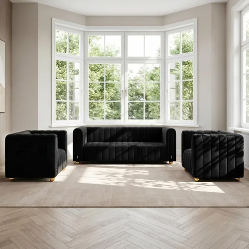 Vista 7 de Sofá de terciopelo de 81 pulgadas, sofá moderno de mediados de siglo para 3 personas, sofás de terciopelo copetudos para sala de estar, apartamento