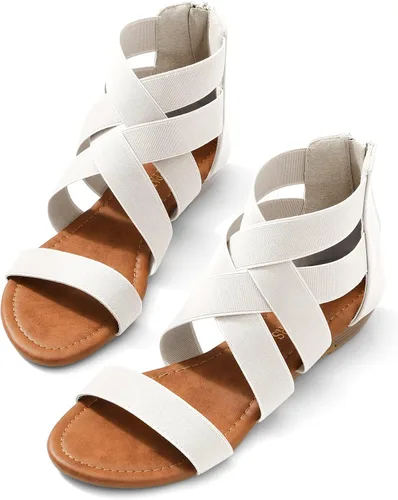Vista 2 de Dream Pairs - Sandalias de plataforma baja con correa elástica en el tobillo para mujer