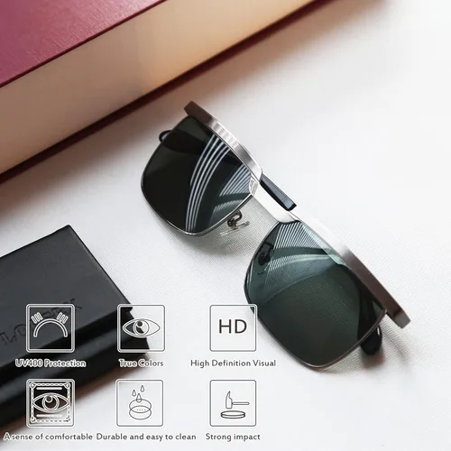Vista 2 de LORSEX Metal Mens Sunglasses UV400 Protection Driving Fishing Golf Retro Sunglasses for Men