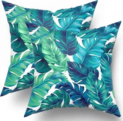Vista 54 de Fundas de cojín decorativas con temática de verano náutica costera de 12 x 12 pulgadas, juego de 2 fundas de cojín de color aguamarina azul verdoso
